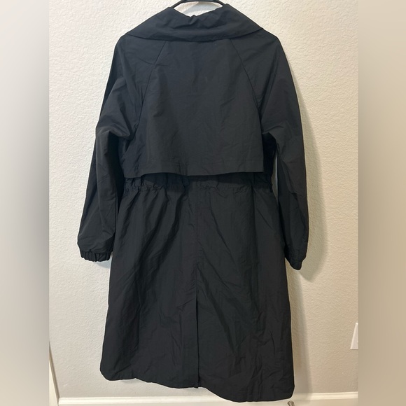 All in Motion Black Trench Coat Jacket Oversized Small Waterproof Wind Resistant - Picture 5 of 8